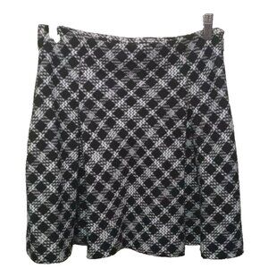 Karl Lagerfeld Paris Black & White Windowpane Plaid Mini Skirt 4 Academia   Y2K